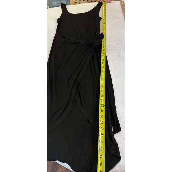 LBD ChicMe Black Sleeveless Wrap Front Side Tie Midi Dress Medium T1ODF2276 - Image 6