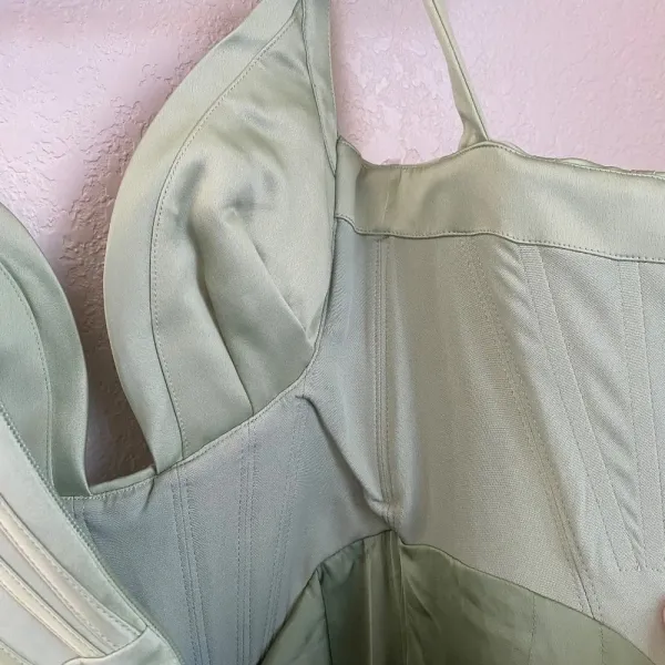 HOUSE OF CB FAYE PISTACHIO SATIN CORSET MIDI DRESS NWOT size‎ XS - Image 14