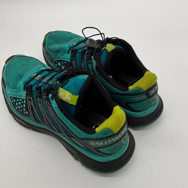 Salomon XR Mission CS ClimaShield Trail Running Shoes Teal Black Lime size 9.5 - Image 8