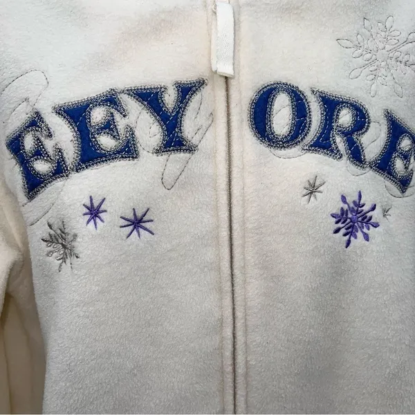 Disney Eeyore Fleece Zip Front Jacket w/Kangaroo Pockets & Eeyore Patch-Size 7-9 - Image 3