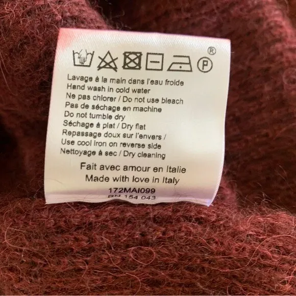 Sézane Sweater Small Maroon Mohair Alpaca Blend Bow Shoulder - Image 9
