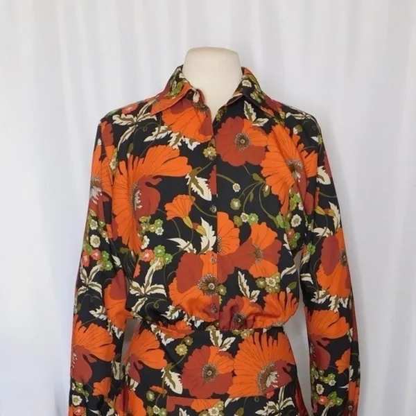 Revolve DODO BAR OR Natasha Dress Genia Floral‎ Retro Print Size 46 US Size 10 - Image 3