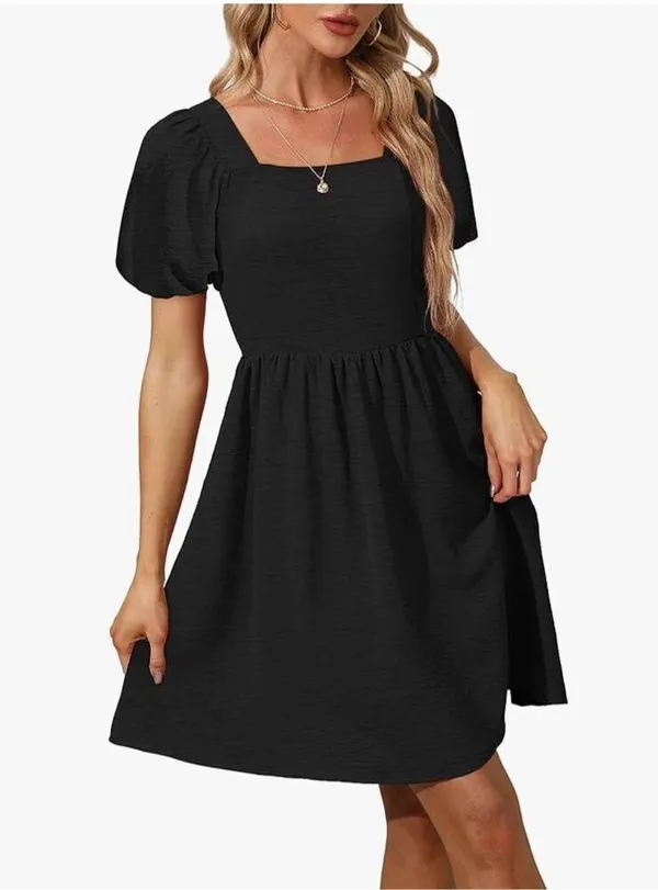 NEW Puff Sleeve Square Neck Tie in Back Dress with Zipper 2X - Image 6