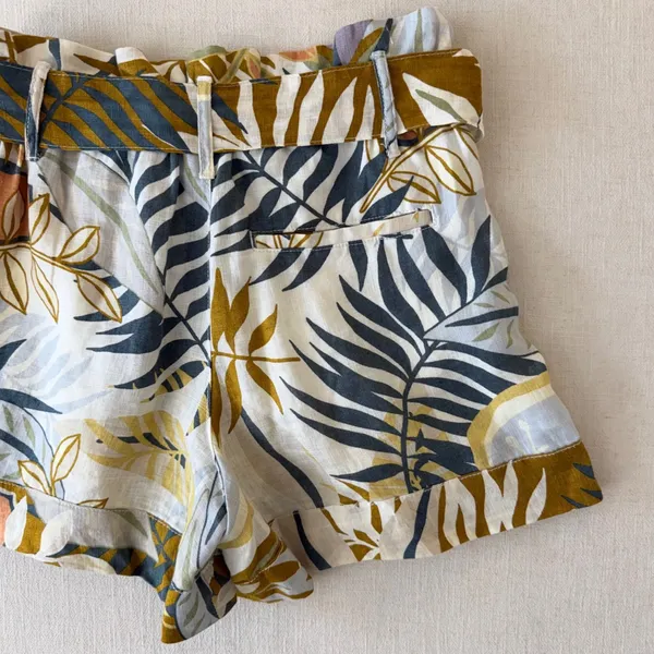 C&C California Tropical Palm Print Linen Coastal Resortwear Shorts Women XS - Image 5