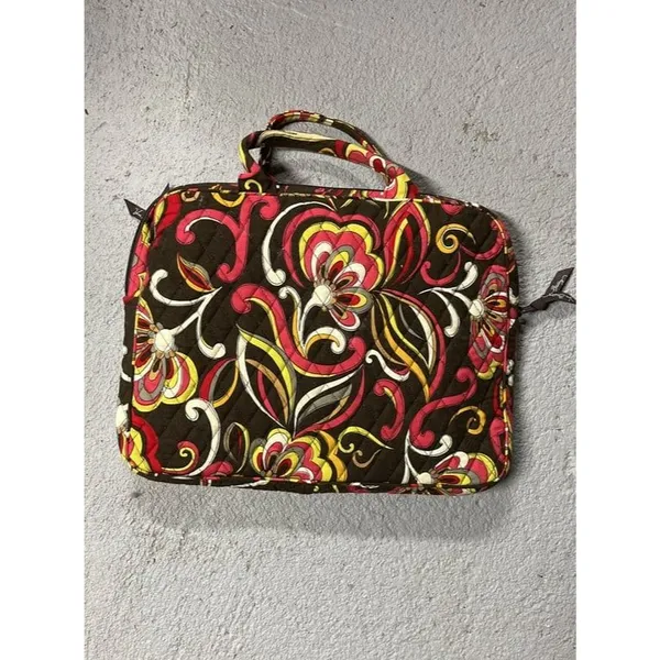 Vera Bradley Puccini Laptop Computer Bag Brown Red Yellow - Image 3
