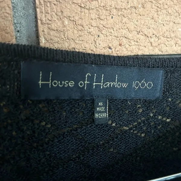 House of Harlow 1960 x REVOLVE Mardee Crop Top in Black Knit Crochet Size XS - Image 3