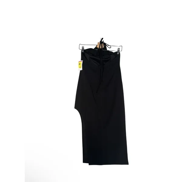 NEW Tsher Women Sz S Black Stretch Side Slit Pull On Halter Top Dress Holiday - Image 2