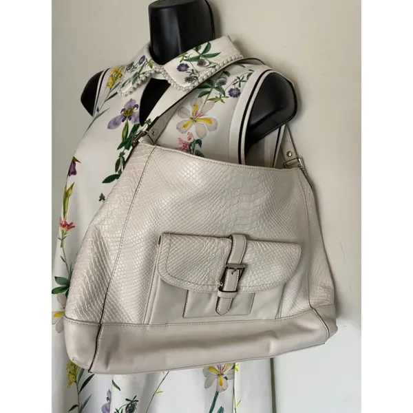 COACH Large White Leather Tote Bag - Image 8