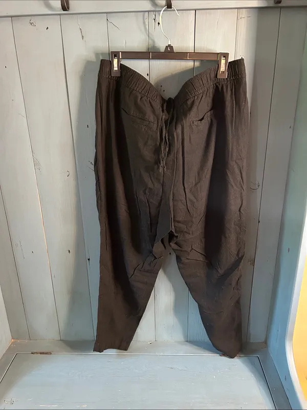 Old Navy Women's Black Cropped Elastic Waist Summer Linen Tapered Pants | Sz XL - Image 2