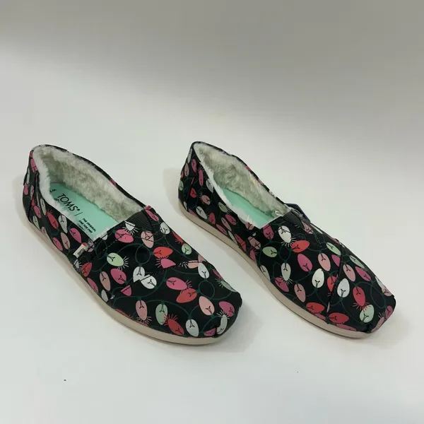 NWT Toms Black and Pink Christmas Loafers - Image 2
