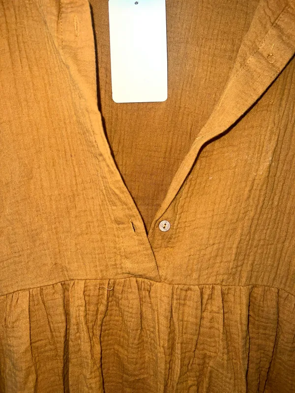 Peach Love Mustard Button Up Dress - Image 2