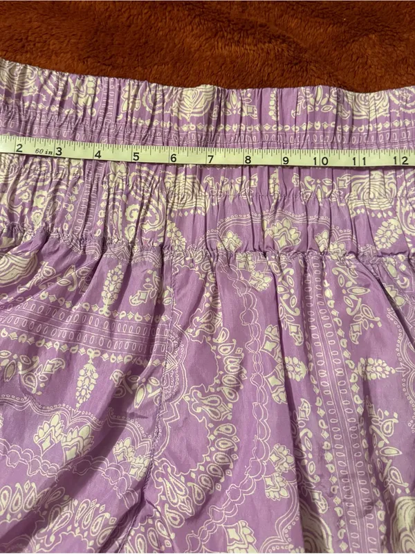 Free People Lavender Paisley High-Waist Smocked Shorts - Image 5