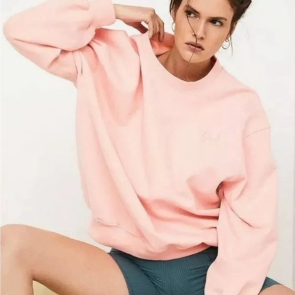 NWT For Love &‎ Lemons Alex Peach Pullover Embroidered Sweatshirt Sz Medium - Image 2