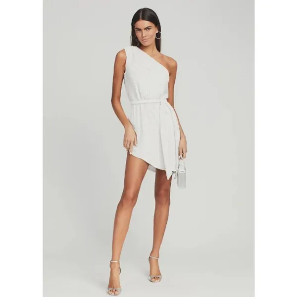 Retrofête Ella Sequin One Shoulder Mini Dress Moonglow White M NWT - Image 5