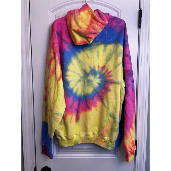 Destinations USA XL Tie Dye Be Kind Hoodie Pink Blue Yellow Graphic Pullover Top - Image 10