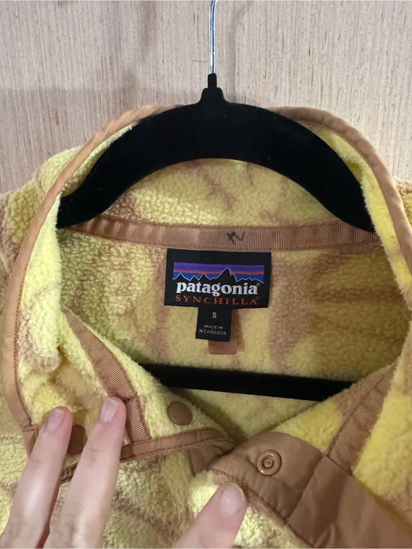 Patagonia Synchilla Yellow Floral Snap-T Fleece Pullover Size Small - Image 2