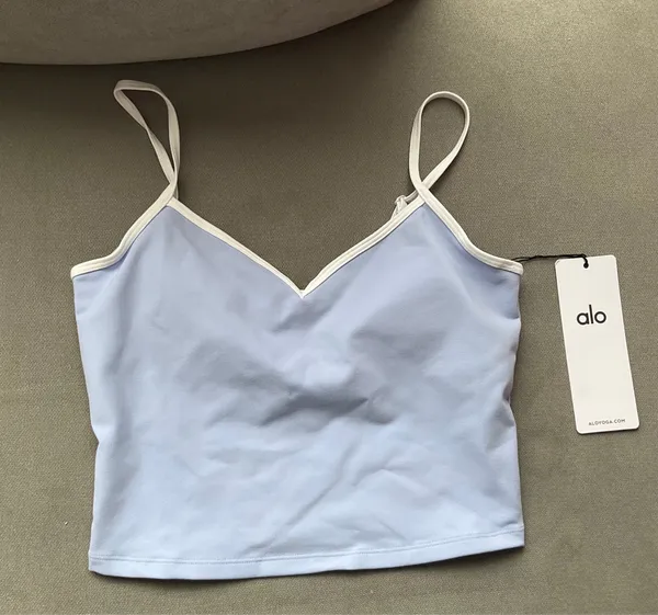 Alo Yoga Airbrush Refined Bra Tank Light Provence Blue/White S - Image 2