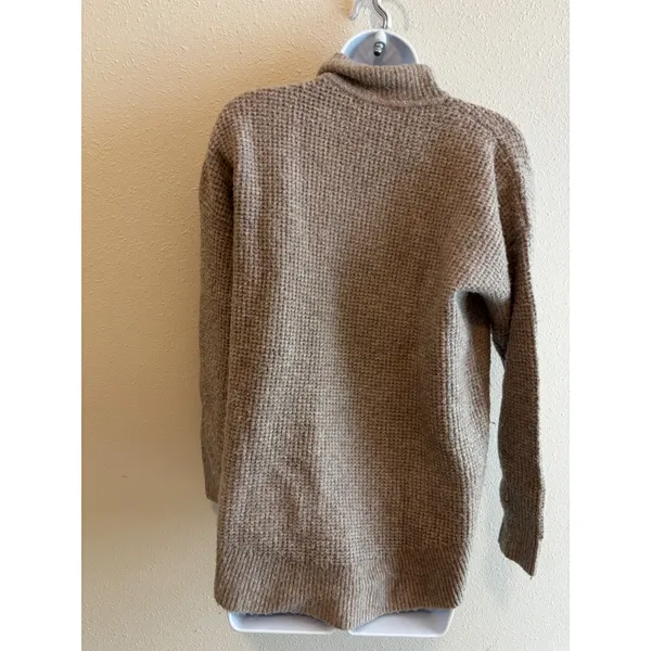 Madewell Turtleneck‎ Sweater Medium Taupe Merino Alpaca Waffle Knit E5271 - Image 5