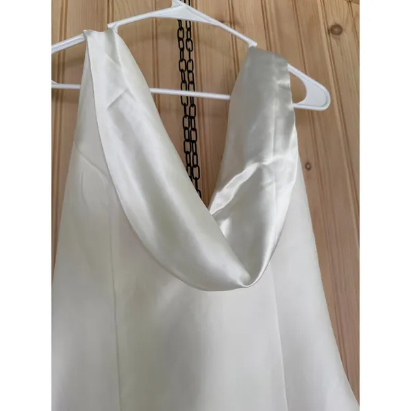 NWOT Lulus Perfected Finesse White Cowl Halter A-Line Mini Dress Engagement Sz S - Image 4