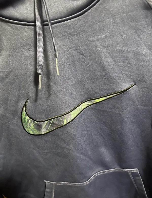 Nike Blue Hoodie with Iridescent Swoosh - Image 3