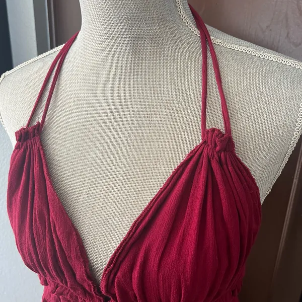 R. Vivimos wine red halter open back swing dress - Image 6
