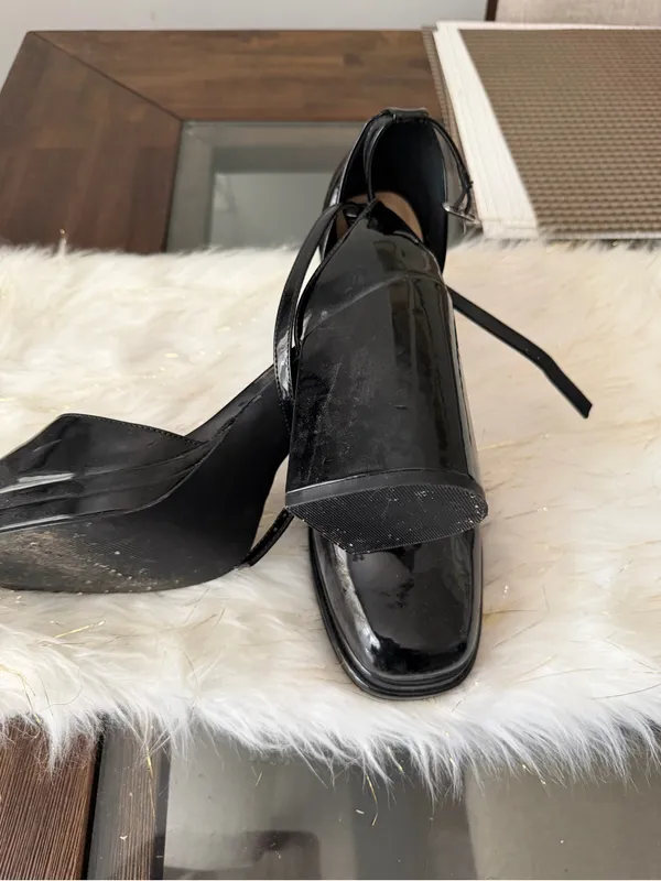 Steve Madden Black Patent Block Heel Mary Janes with Ankle Strap - Image 3