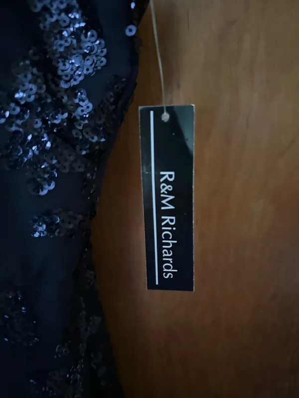 R&M Richards Navy Sequin V-Neck Evening Gown Maxi dress NWT Size 16 wedding - Image 7