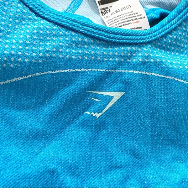 GYMSHARK Neon Blue Ultra Seamless Crop Top Size S - Image 9