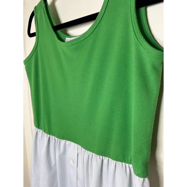 Vintage 70s Toni Petite Colorblock Midi Dress Green White Striped Vibrant Mod 8P - Image 3