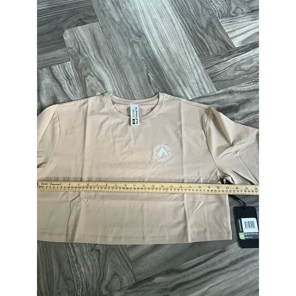 Alphalete Women’s Dynasty Long Sleeve Crop Tee - Taupe , Size Medium - Image 2