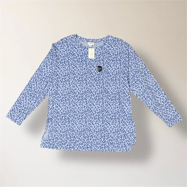 J. Crew M Blue Leopard Print Tunic Cotton‎ Long Sleeve Casual Animal Top NWT - Image 6