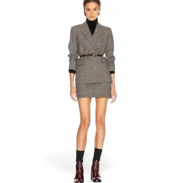 Helmut Lang Black Gray Red Plaid Mini Skirt 28 - Image 4