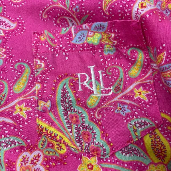 Ralph Lauren Pink Paisley Button Down‎ Shirt Size Medium - Image 10