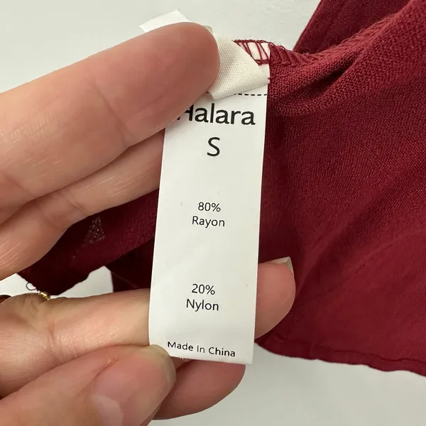 Halara Open Tie Back Burgundy Rayon Athletic Top Size Small Yoga Pilates - Image 6