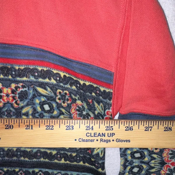 Free People Coral Boho Mixed Print Drop Shoulder Tunic knit 3/4 sleeve dress‎ M - Image 5