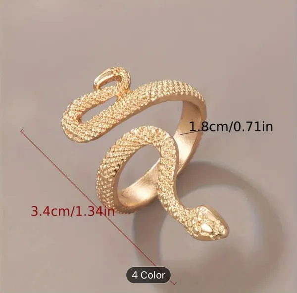 Unique Snake Shape Open Ring Statement Golden Finish Jewelry - Image 2
