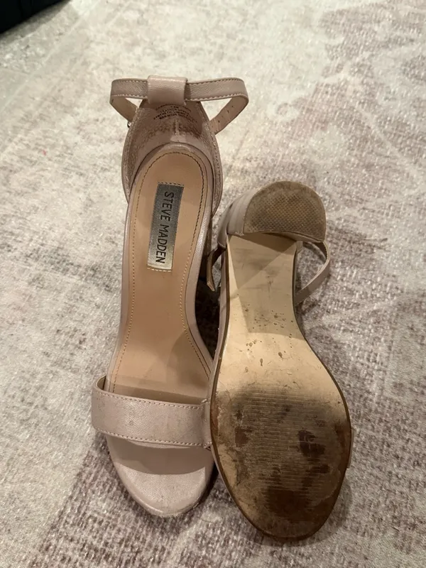 Steve Madden Beige/Taupe Ankle-Strap Block Heel Sandals - Image 5