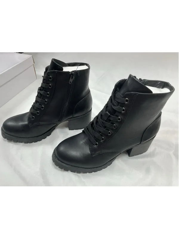 Womans New Bamboo Chief Combat Ankle Boots Size 9 Black - Image 3