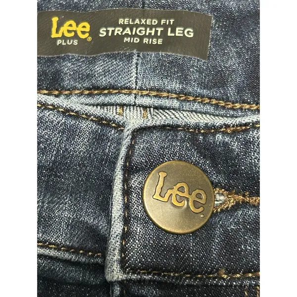 Lee Jeans Womens 20W Medium Relaxed Fit Straight Leg Mid Rise Dark Wash Denim - Image 8