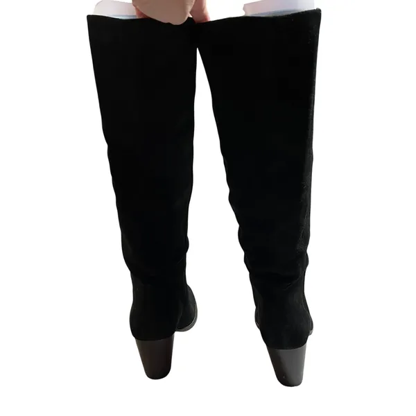 Crevo Atty Knee High Tall Boot Black Suede Stacked Heel Size 7.5 Minimalist Boho - Image 4