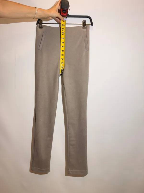 ZARA Taupe High Rise Slim Straight Leg Stretch Tailored Trousers Pants Size S - Image 4