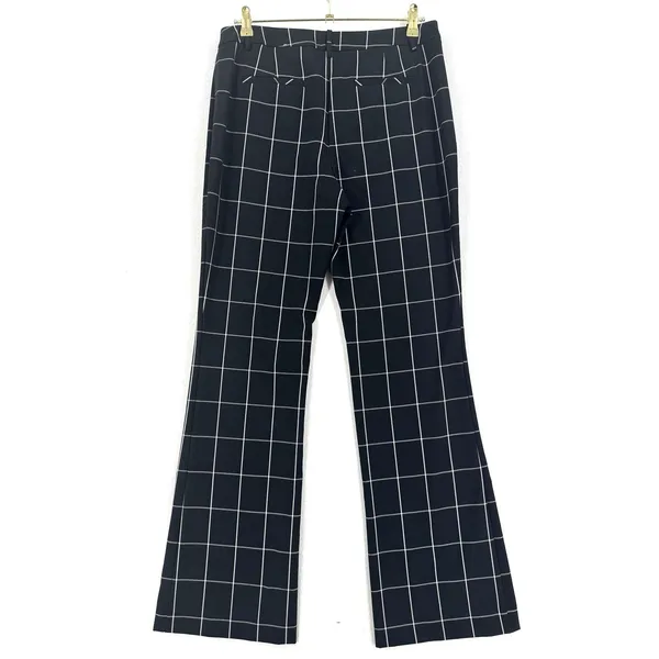 Alfani Windowpane Plaid Pants Women 8 Black White Straight Leg Stretch Trousers - Image 2