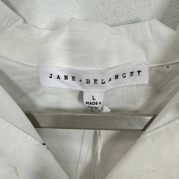 Jane‎ and Delancey White Embroidered Fruit Wine Sun Button Up Shirt Beachy Vacay - Image 4