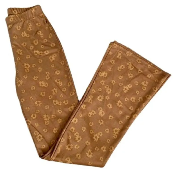 No Boundaries - Brown Floral Knit Flare Pants Size XL 70’s Hippie Style - Image 2