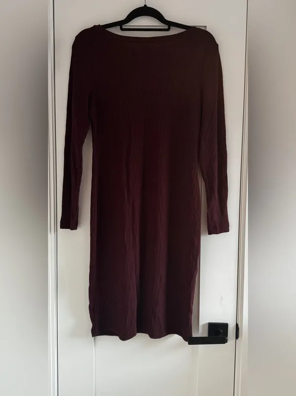 Target A New Day NWT Burgundy Ribbed Long Sleeve Knit Dress M - Image 3