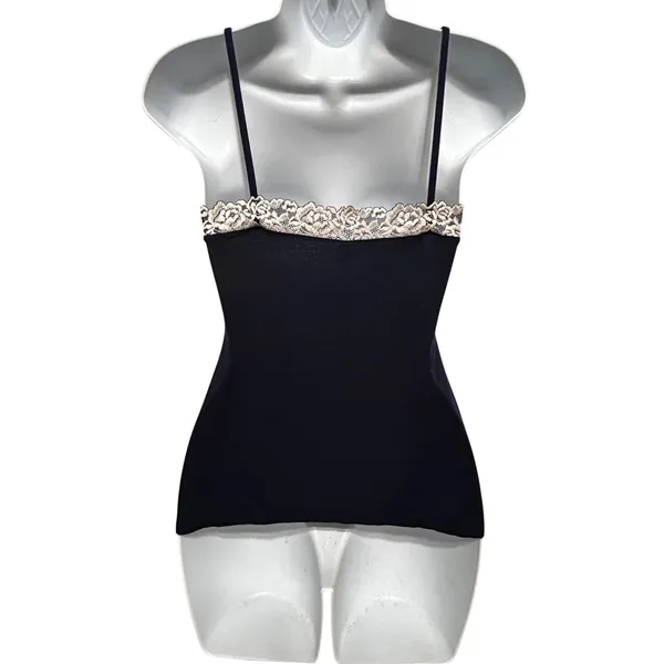 Intimissimi Women XS Fitted Lace Trim‎ Cami Y2K Navy Festival Coquette Elena - Image 2