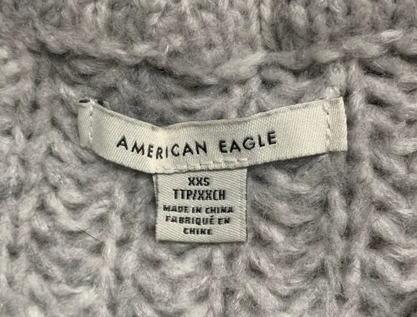 American Eagle Cropped CrewNeck Knit Sweater Gray Size XXS - Image 3