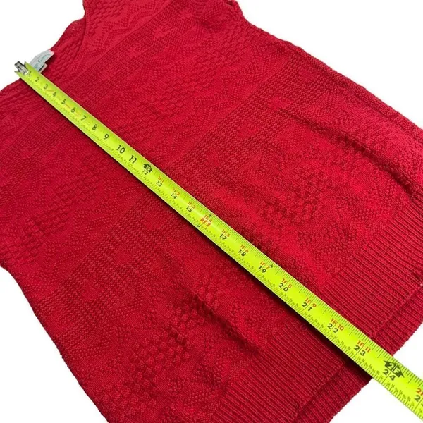 Vintage Village Green 100% cotton Red Knit Sweater Vest Size M - Image 9