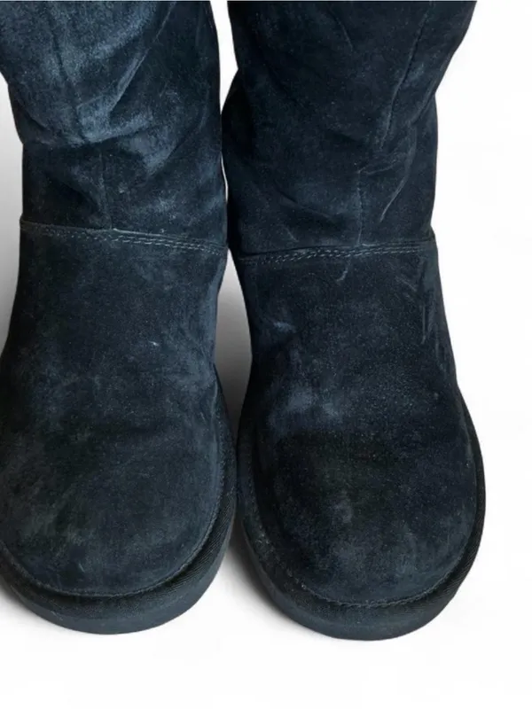 UGG Knightsbridge Leather Tall Boot Back Zip Shearling Lined Women 7M Black - Image 4