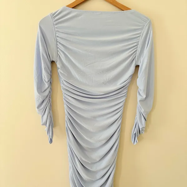 Norma Kamali‎ x Revolve Tara Dress Ruched Bodycon Off the Shoulder blue size XS - Image 8